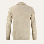 Chad - Men's Cable Knit Shawl Collar Cardigan with Pockets