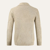 Chad - Men's Cable Knit Shawl Collar Cardigan with Pockets