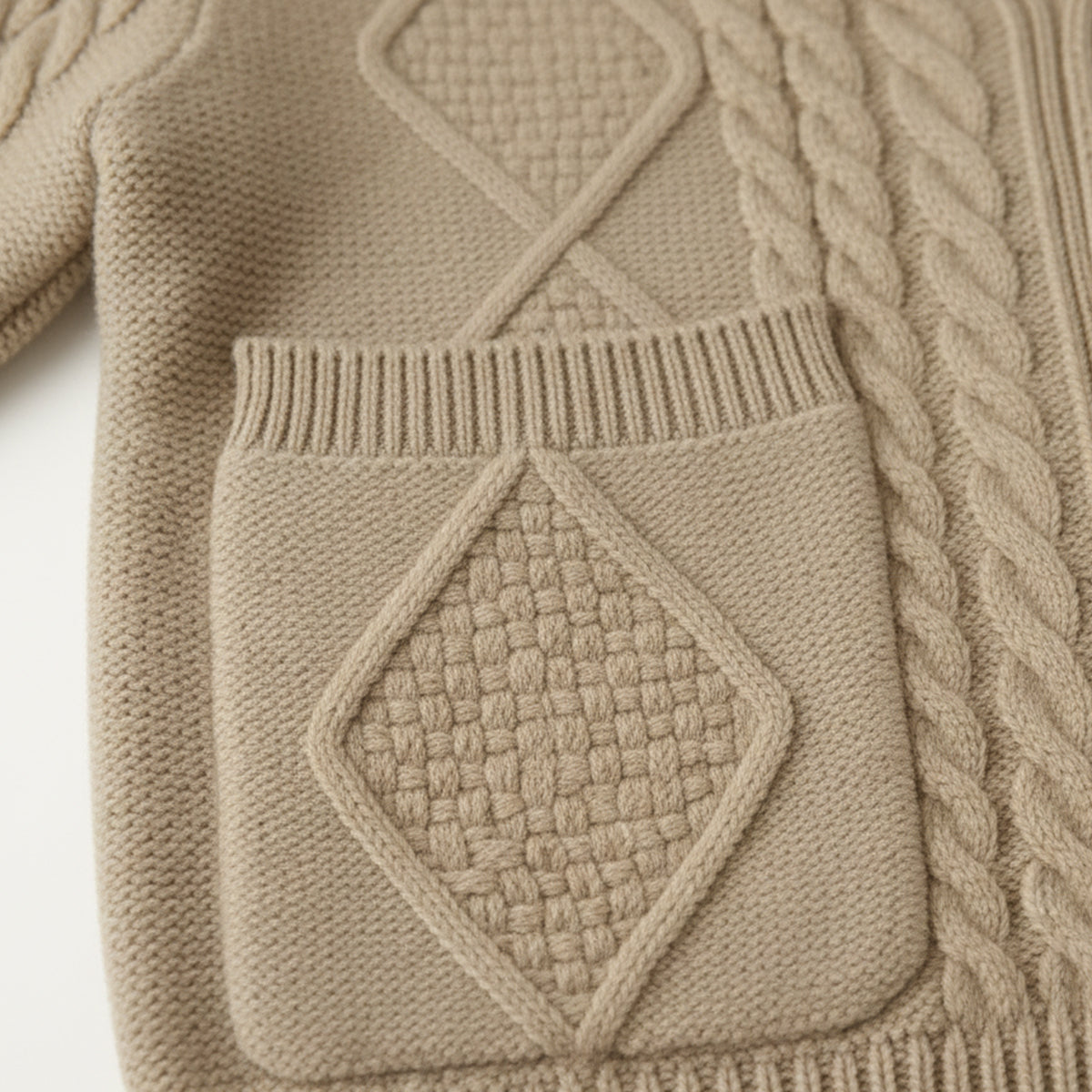 Chad - Men's Cable Knit Shawl Collar Cardigan with Pockets
