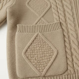 Chad - Men's Cable Knit Shawl Collar Cardigan with Pockets
