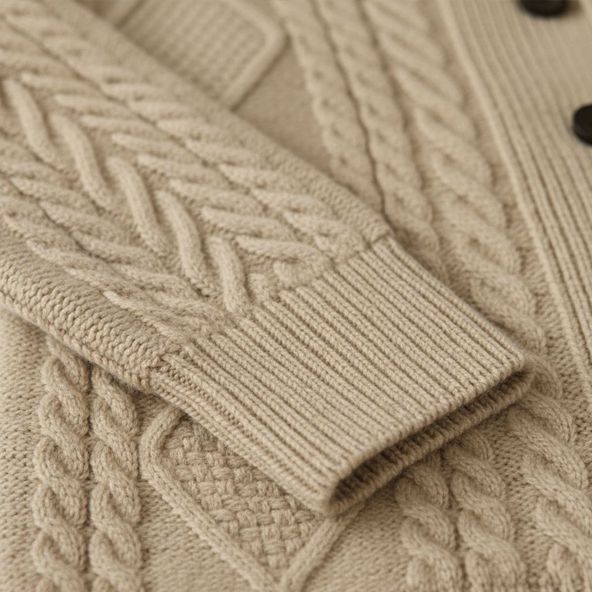 Chad - Men's Cable Knit Shawl Collar Cardigan with Pockets