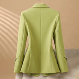 Charlie - Women's Single-Breasted Two-Button Blazer with Flap Pockets