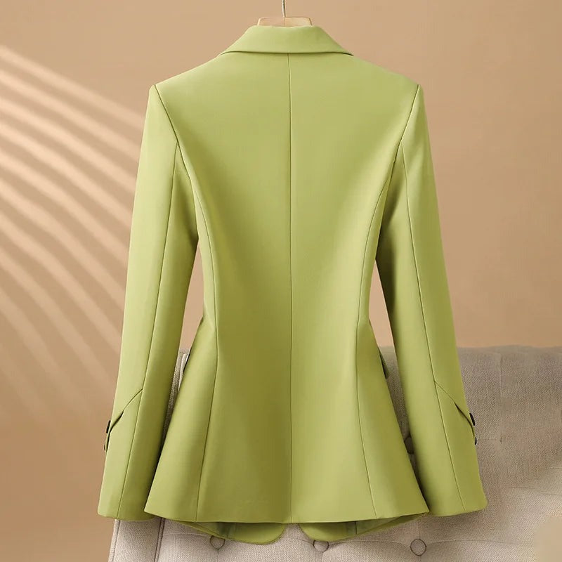 Charlie - Women's Single-Breasted Two-Button Blazer with Flap Pockets
