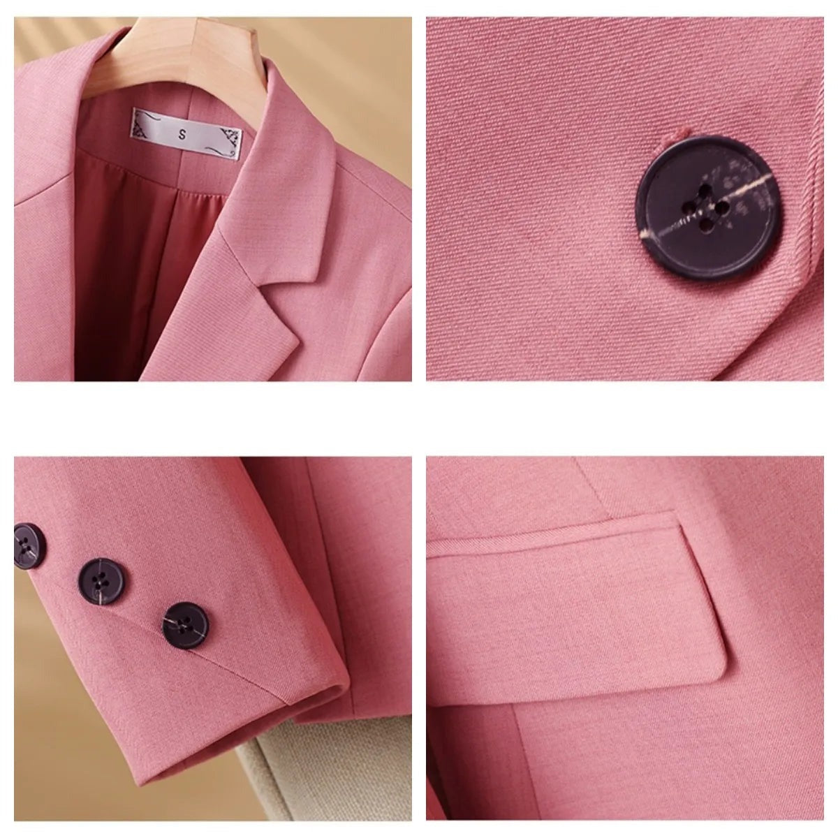 Charlie - Women's Single-Breasted Two-Button Blazer with Flap Pockets