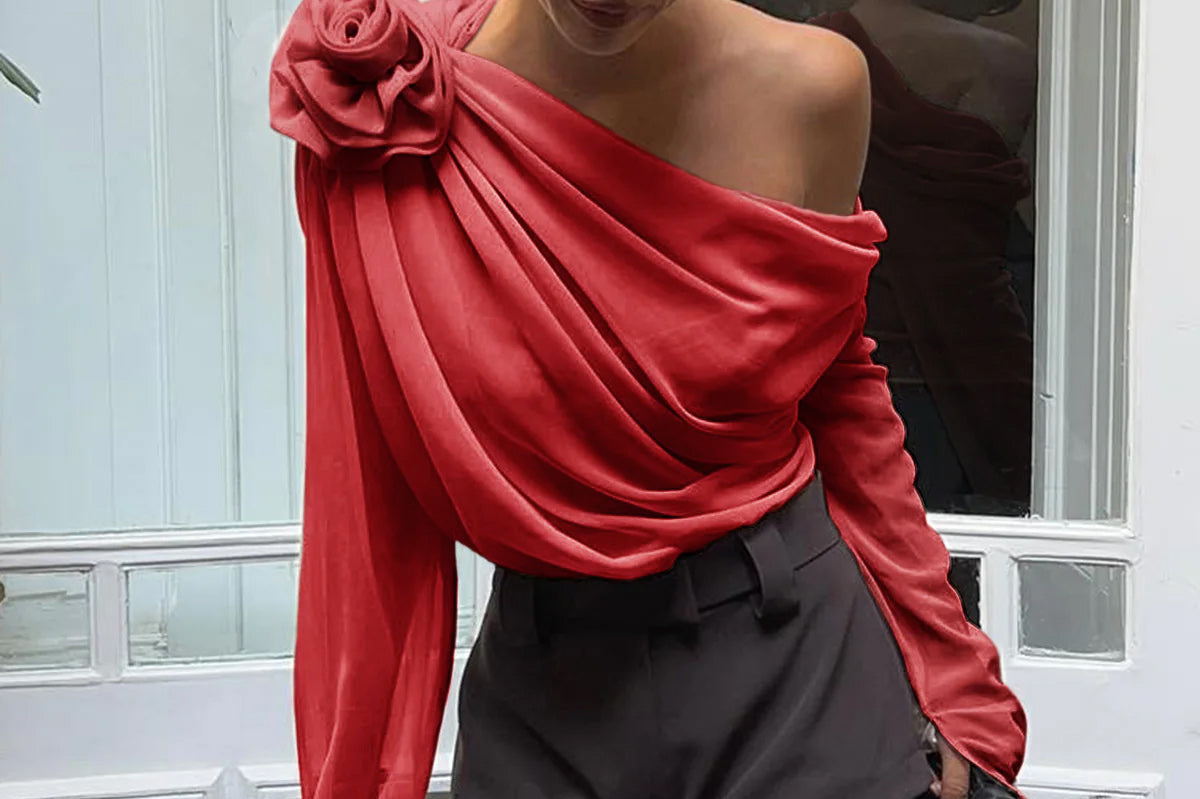 Women's Chiffon Off-Shoulder Blouse | Airy Romantic Blouse