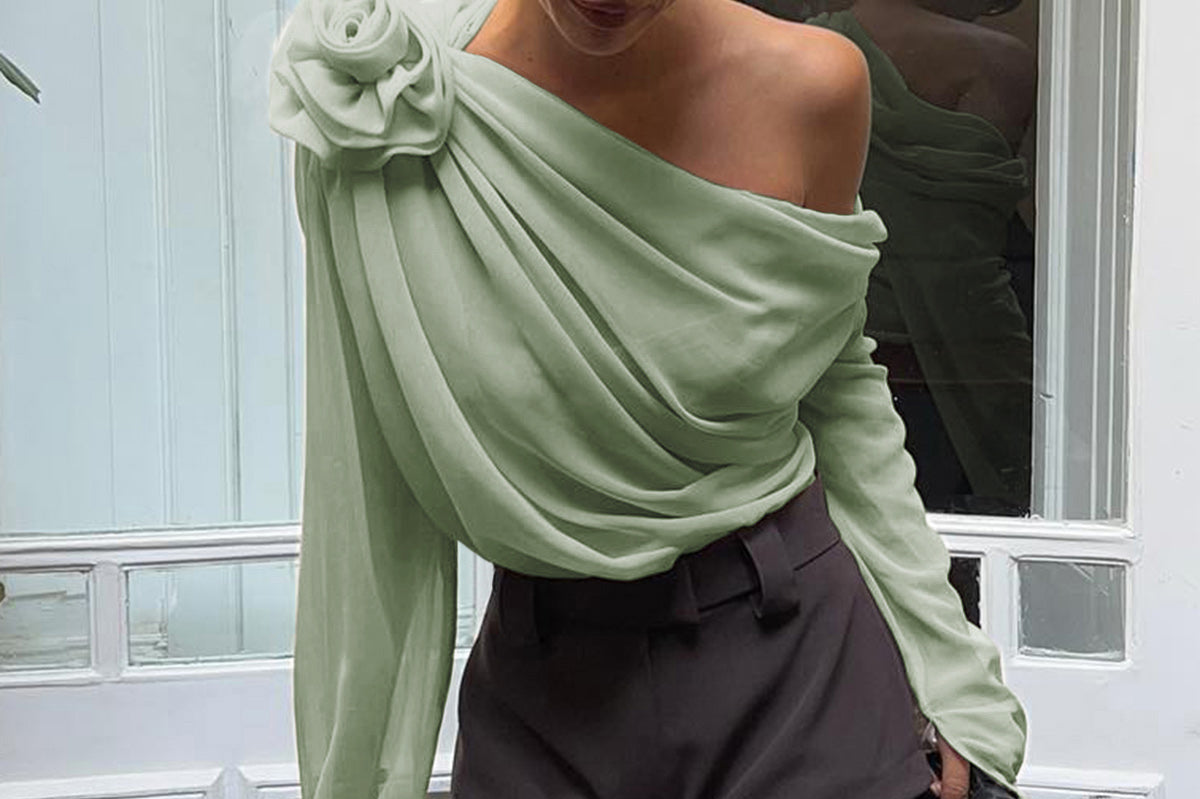 Women's Chiffon Off-Shoulder Blouse | Airy Romantic Blouse