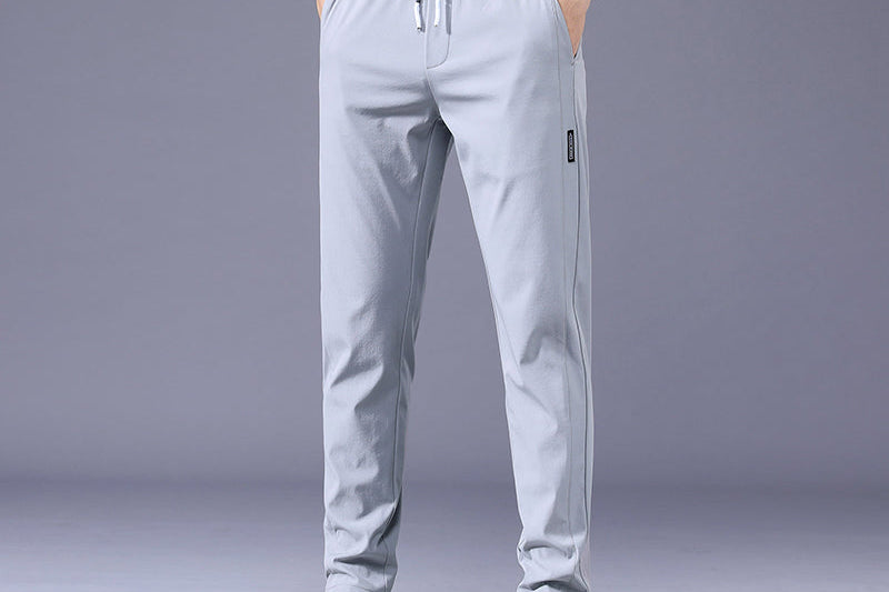 Chris - Men's Lightweight Jogger Pants with Elastic Waistband - Light Gray