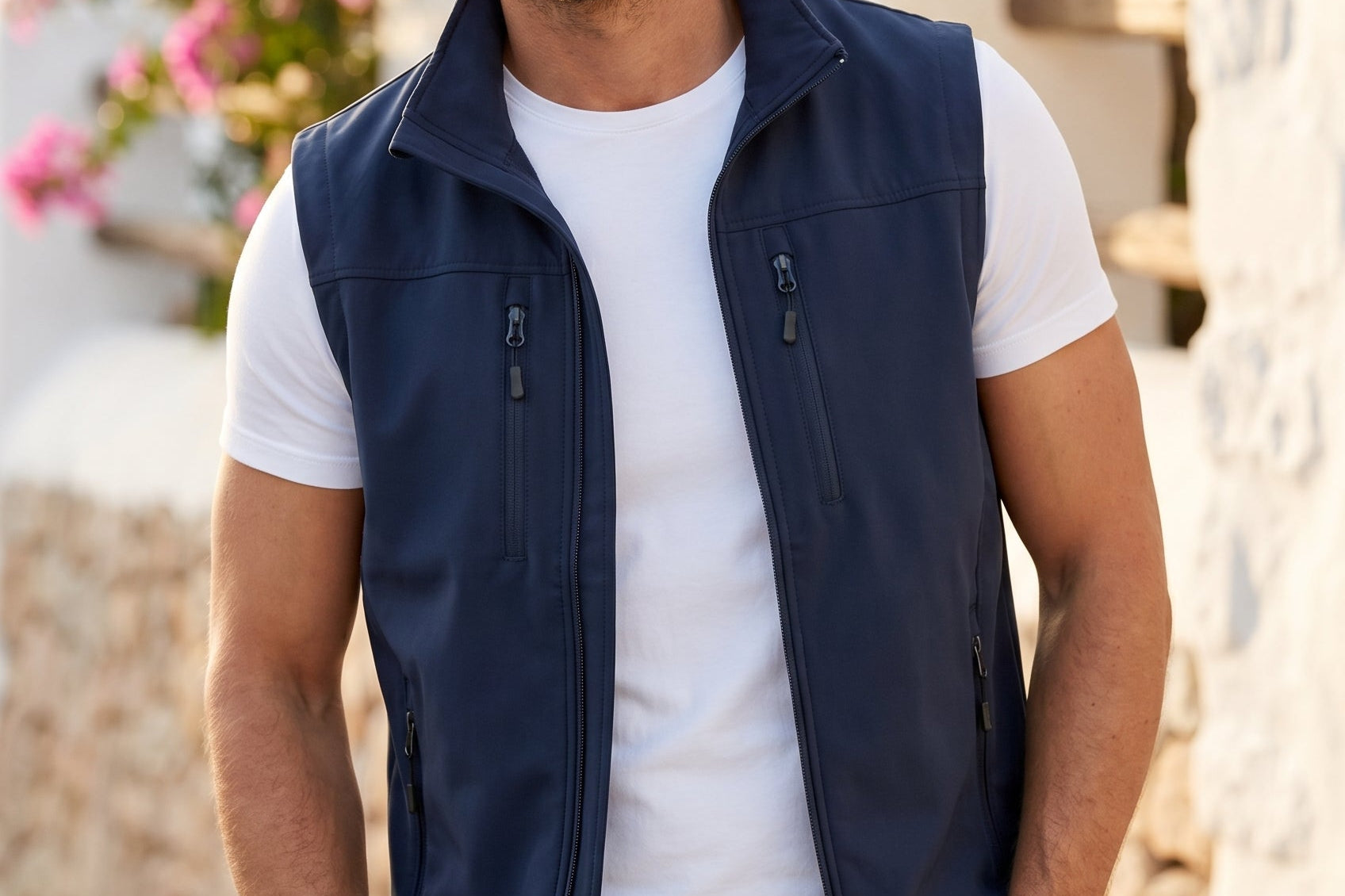 Cillian - Men's Lightweight Windproof Outdoor Zip Vest - Dark Blue