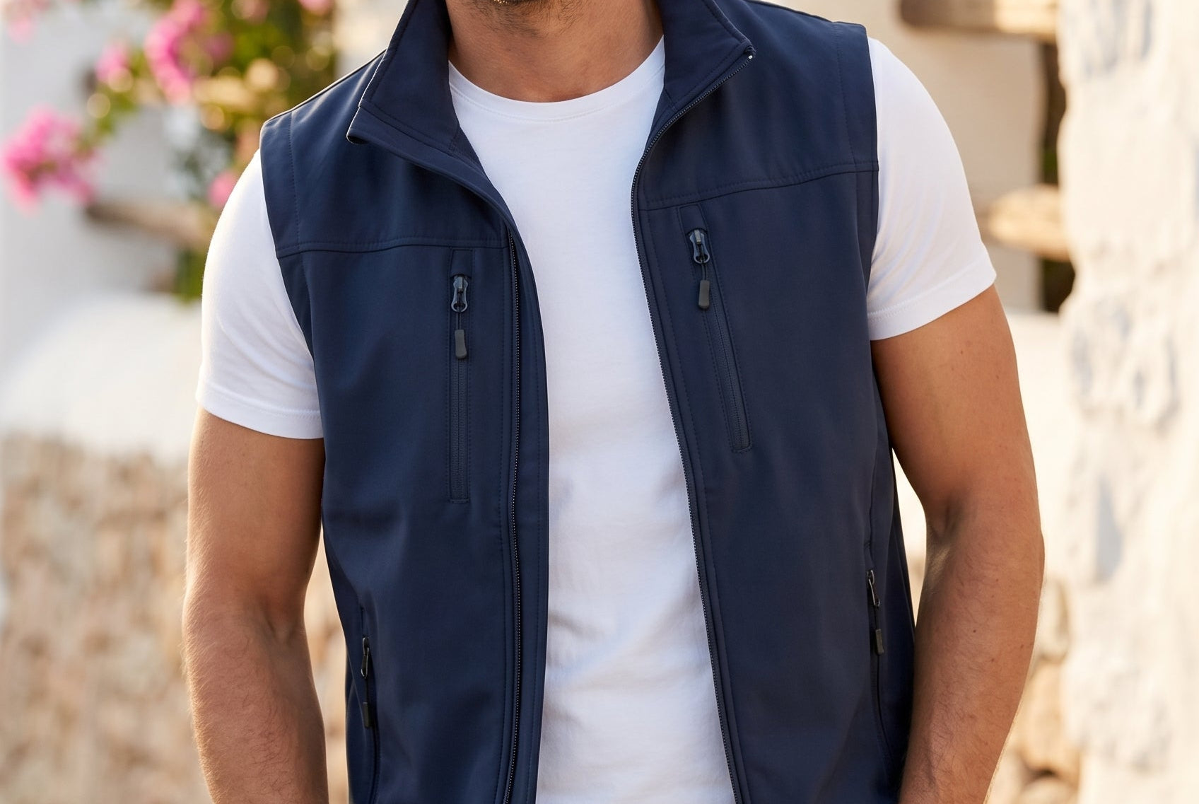 Cillian - Men's Lightweight Windproof Outdoor Zip Vest - Dark Blue