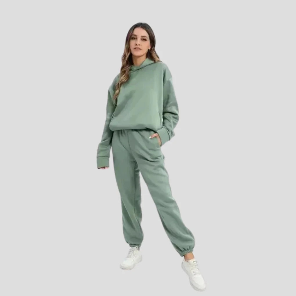 Cleona - Women's Lined Hoodie and Jogger Lounge Set - Green