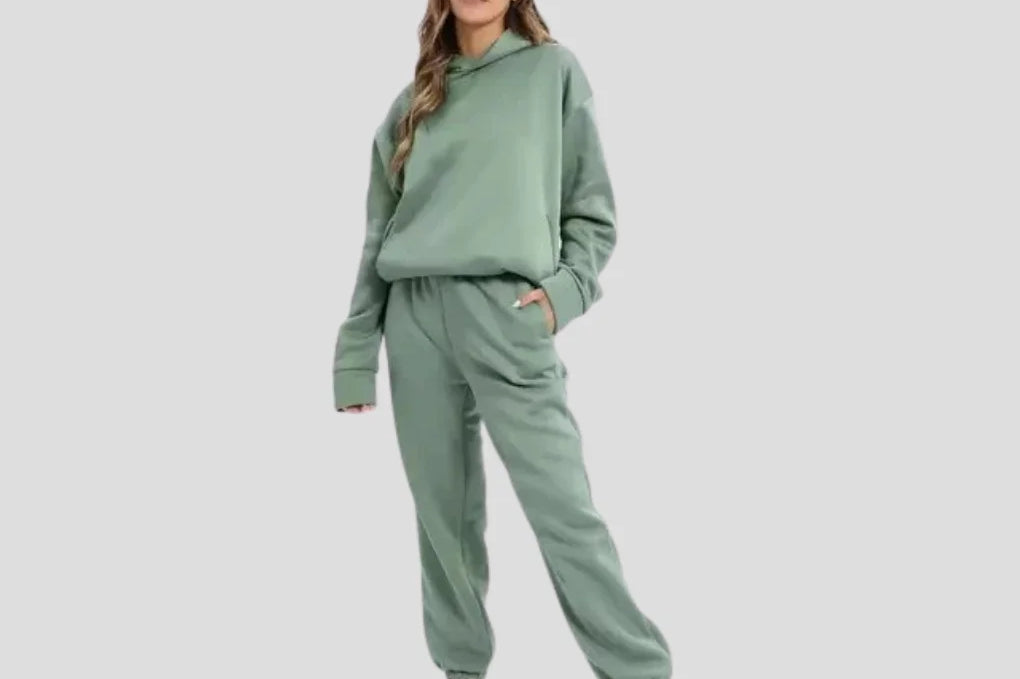 Cleona - Women's Lined Hoodie and Jogger Lounge Set - Green