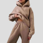 Cleona - Women's Lined Hoodie and Jogger Lounge Set - Khaki