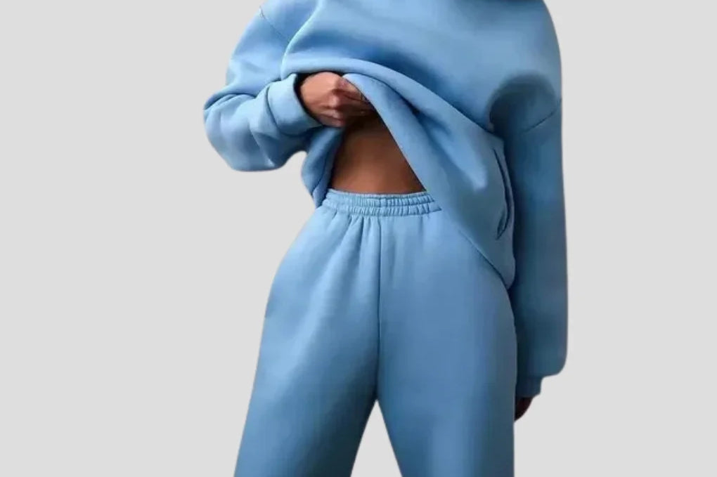 Cleona - Women's Lined Hoodie and Jogger Lounge Set - Blue
