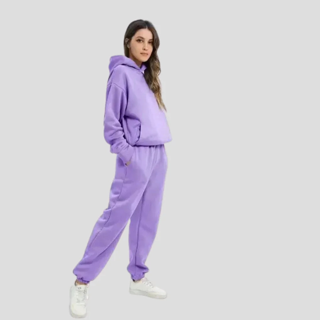 Cleona - Women's Lined Hoodie and Jogger Lounge Set - Purple