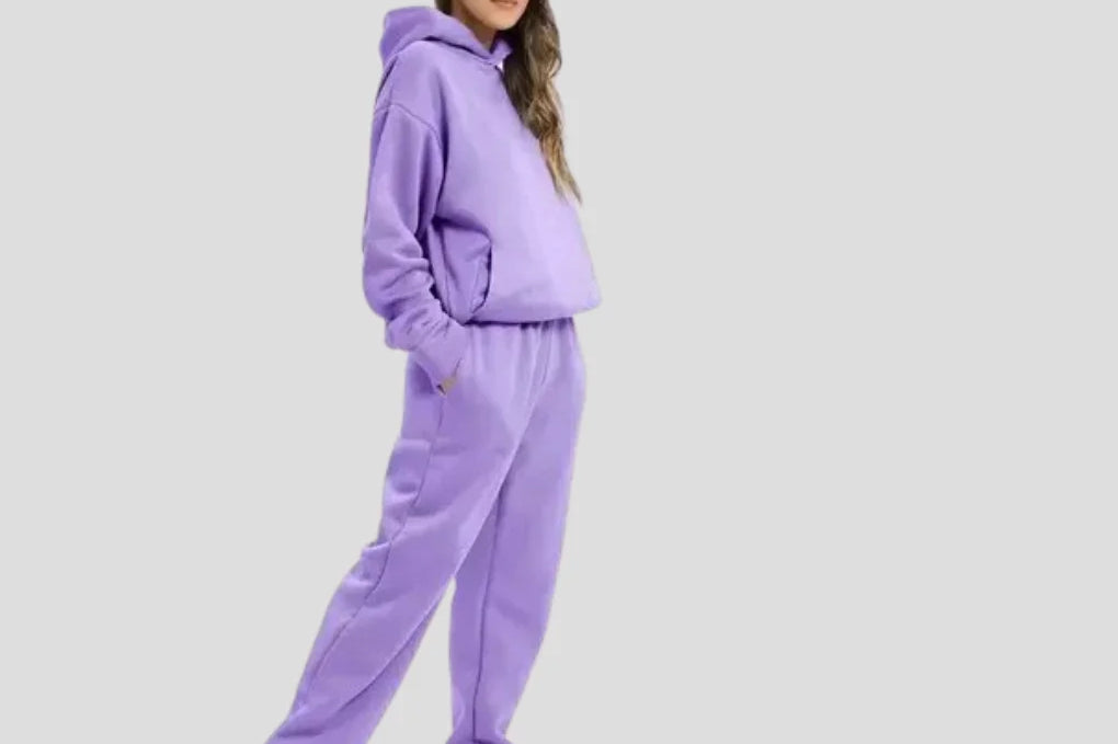 Cleona - Women's Lined Hoodie and Jogger Lounge Set - Purple