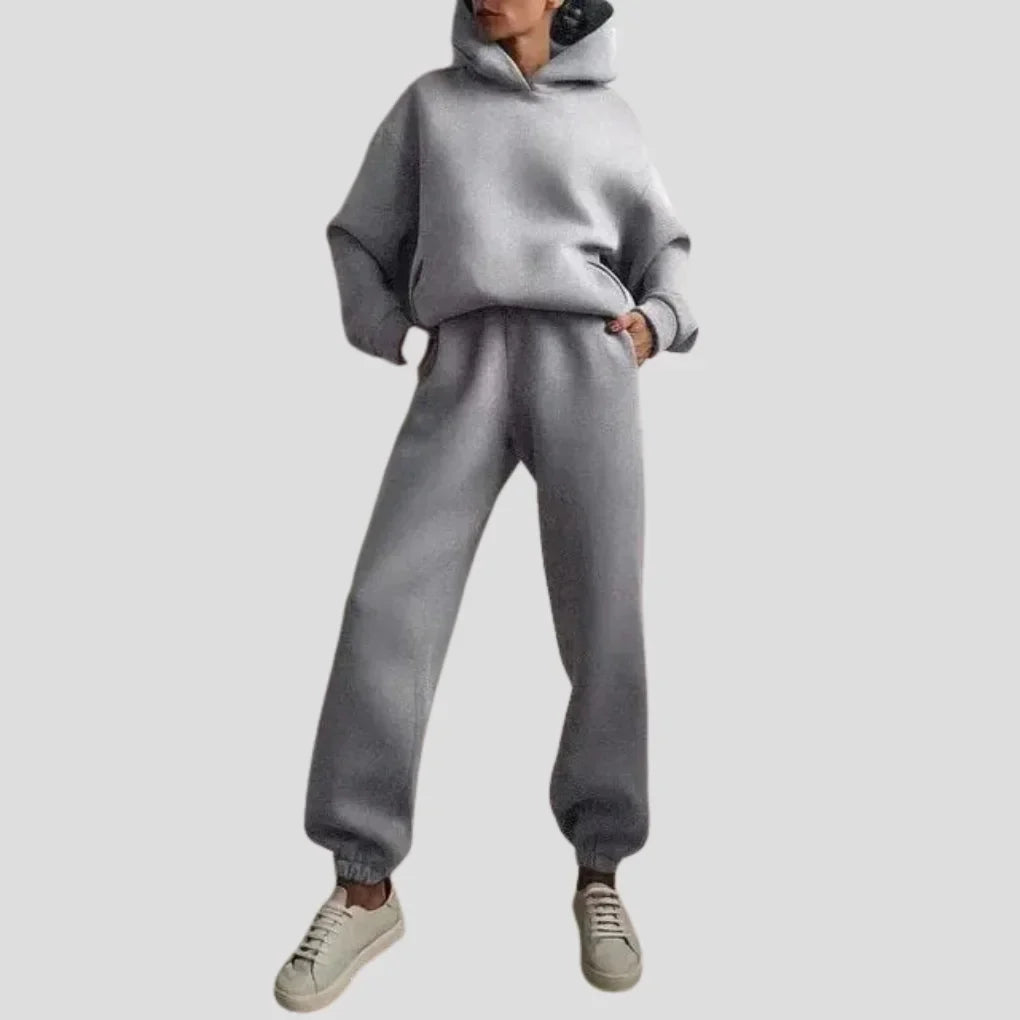 Cleona - Women's Lined Hoodie and Jogger Lounge Set - Grey