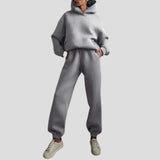 Cleona - Women's Lined Hoodie and Jogger Lounge Set - Grey