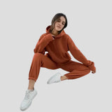 Cleona - Women's Lined Hoodie and Jogger Lounge Set - Brown