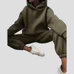 Cleona - Women's Lined Hoodie and Jogger Lounge Set - Army Green