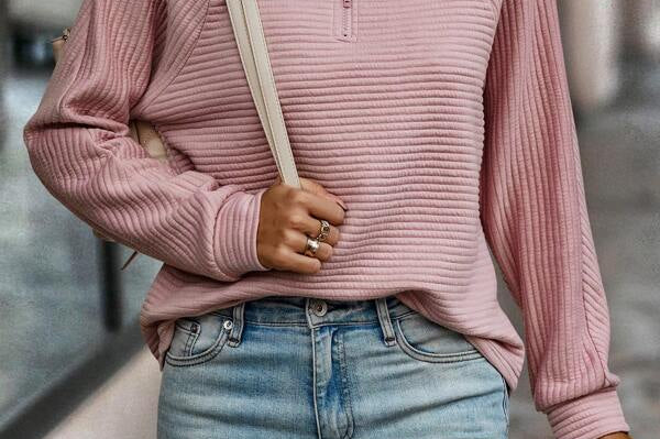 Cliodhna - Women's Half-Zip Knit Pullover with Stand Collar