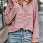 Cliodhna - Women's Half-Zip Knit Pullover with Stand Collar