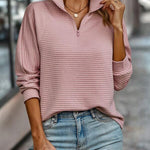 Cliodhna - Women's Half-Zip Knit Pullover with Stand Collar