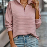 Cliodhna - Women's Half-Zip Knit Pullover with Stand Collar