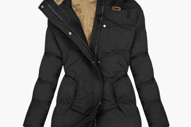 Clodagh - Women's Quilted Hooded Winter Coat - Black