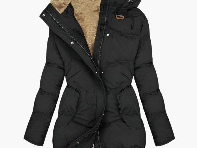 Clodagh - Women's Quilted Hooded Winter Coat - Black