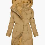 Clodagh - Women's Quilted Hooded Winter Coat - Yellow