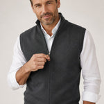 Cole - Men's Cashmere-Blend Zip-Up Knit Vest with Side Pockets - Charcoal Grey