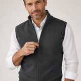 Cole - Men's Cashmere-Blend Zip-Up Knit Vest with Side Pockets - Charcoal Grey