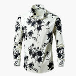 Craig - Men's Floral Print Long Sleeve Button-Down Shirt - White Floral