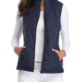 Dairine - Women's Diamond-Quilted Puffer Vest with Stand Collar - Blue