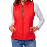 Dairine - Women's Diamond-Quilted Puffer Vest with Stand Collar - Red