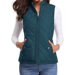 Dairine - Women's Diamond-Quilted Puffer Vest with Stand Collar - Ocean Blue