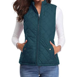 Dairine - Women's Diamond-Quilted Puffer Vest with Stand Collar - Ocean Blue