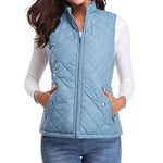 Dairine - Women's Diamond-Quilted Puffer Vest with Stand Collar - Light Blue