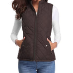 Dairine - Women's Diamond-Quilted Puffer Vest with Stand Collar - Brown