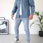 Darren - Men's Lightweight Overshirt Jacket with Chest Pockets - Blue