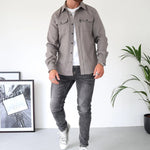 Darren - Men's Lightweight Overshirt Jacket with Chest Pockets - Gray