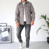 Darren - Men's Lightweight Overshirt Jacket with Chest Pockets - Gray