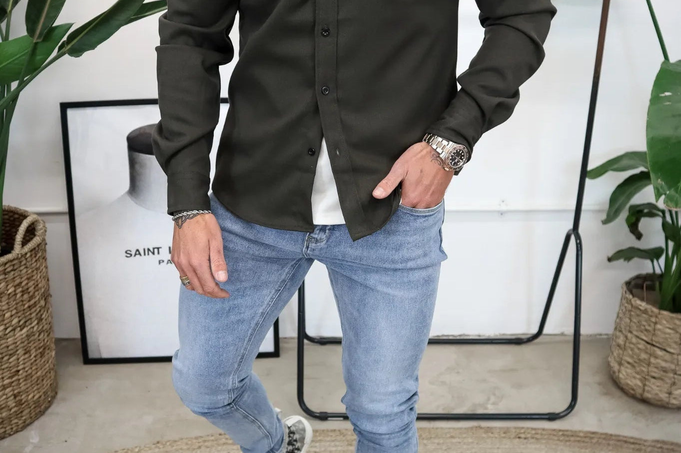 Darren - Men's Lightweight Overshirt Jacket with Chest Pockets - Green