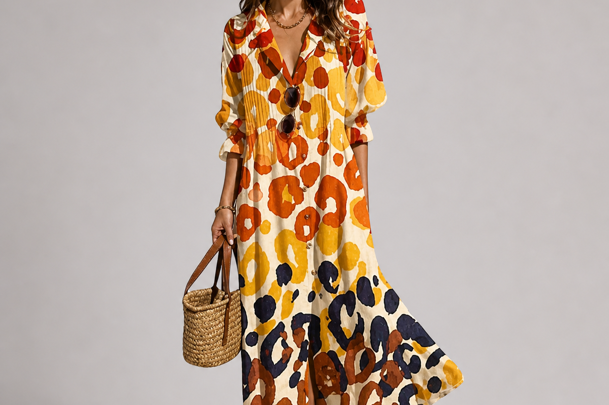 Deirdra - Women's Floral Maxi Dress with Tummy Panel - Yellow