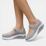 Delaina - Women's Mary Jane Mesh Sneakers with Adjustable Strap - Gray