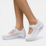 Delaina - Women's Mary Jane Mesh Sneakers with Adjustable Strap - White