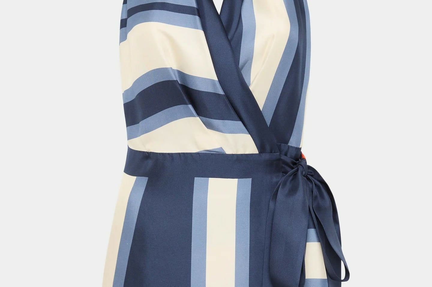 Delphina - Women's Striped Halter Neck Wrap Mini Dress