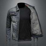 Dennis - Men's Retro Washed Denim Jacket with Vintage Finish