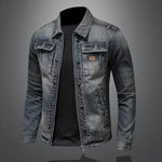 Dennis - Men's Retro Washed Denim Jacket with Vintage Finish