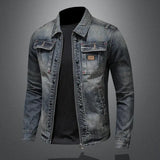 Dennis - Men's Retro Washed Denim Jacket with Vintage Finish